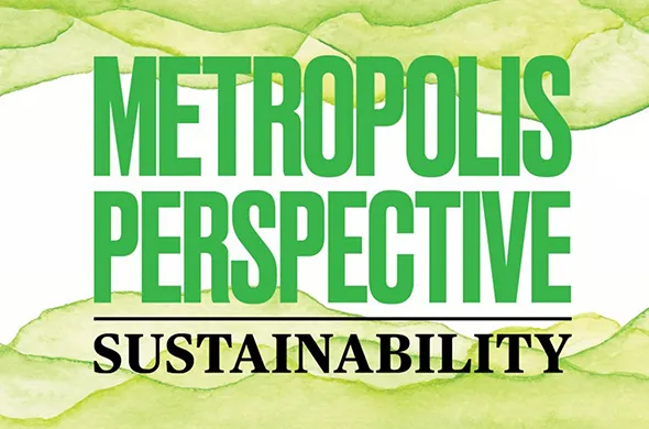 The words "Metropolis Perspective: Sustainability" appear in green lettering against a white background.
